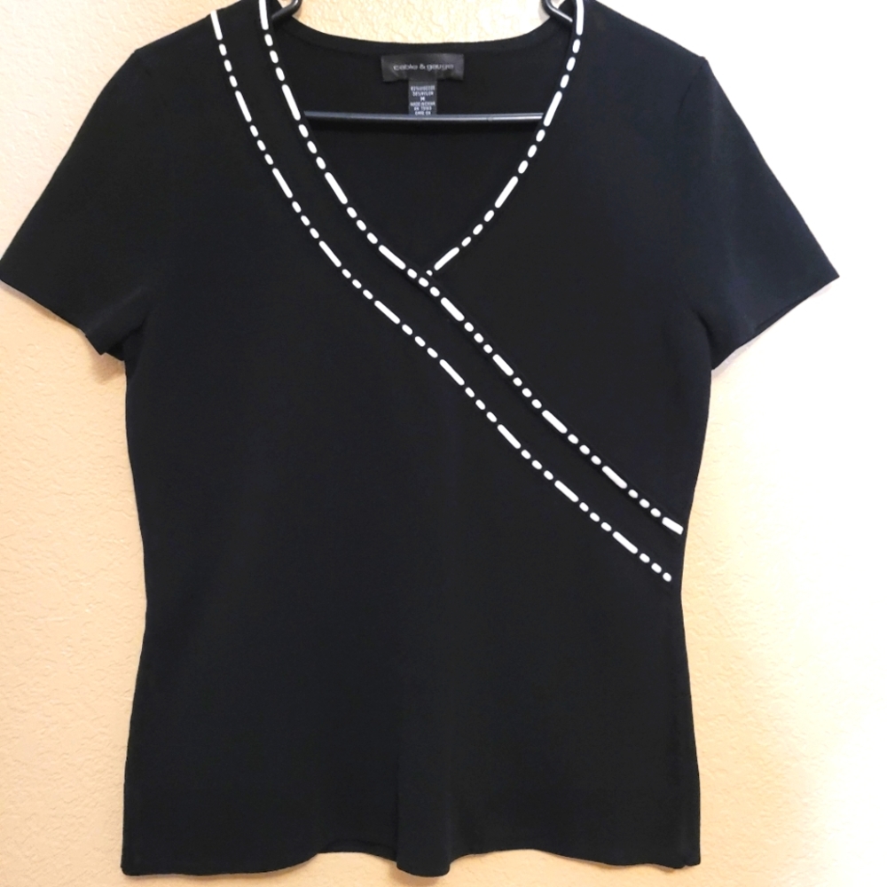 Cable & Gauge Women Black Faux Wrap Top Size M